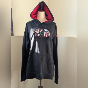 The North Face Black Hoodie with Red Lining